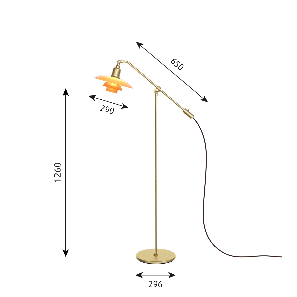 Louis Poulsen Ph 3/2 Amber Coloured Glass Floor Lamp "The Water Pump" Special Edition