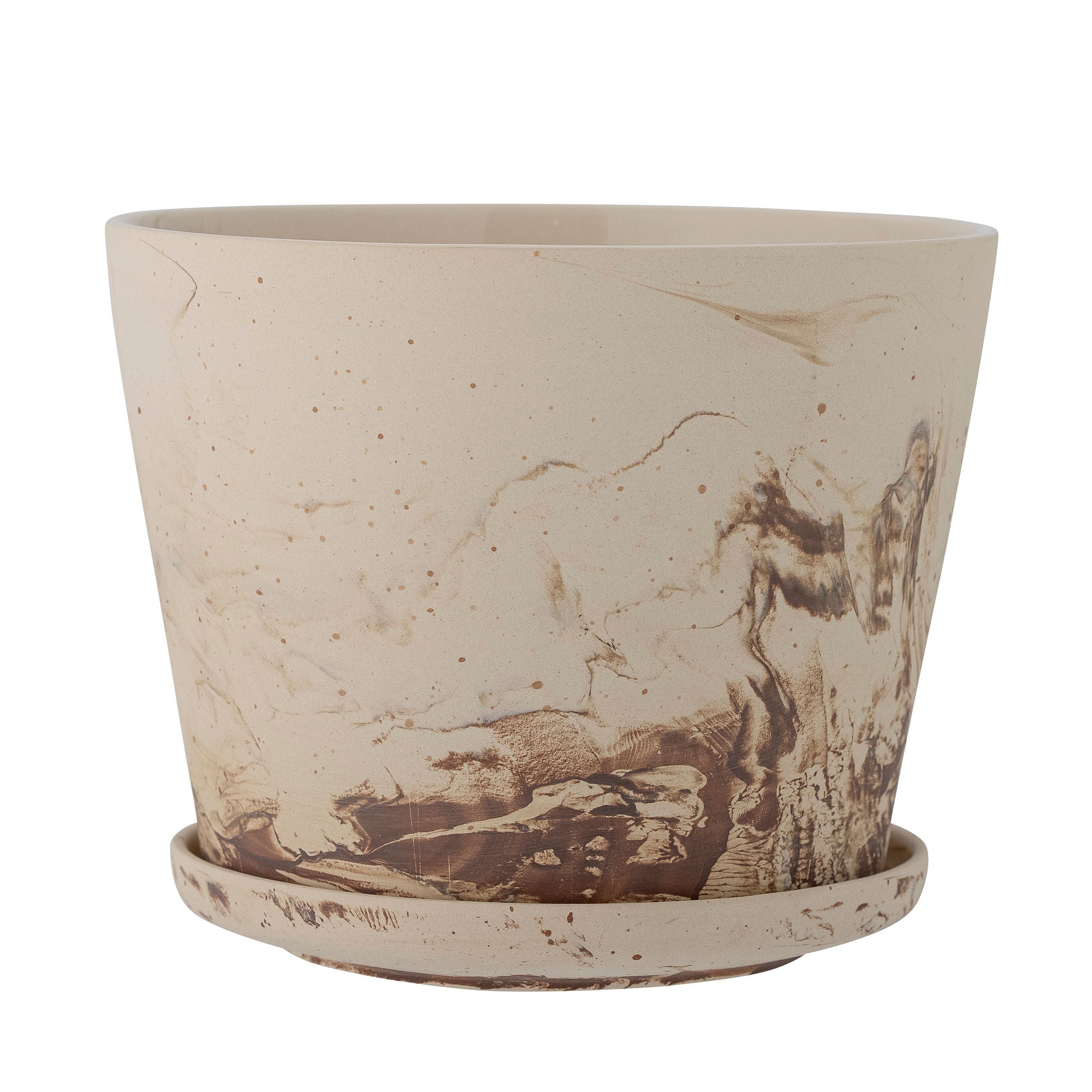 Bloomingville Stacy Flowerpot w/Saucer, Brown, Stoneware