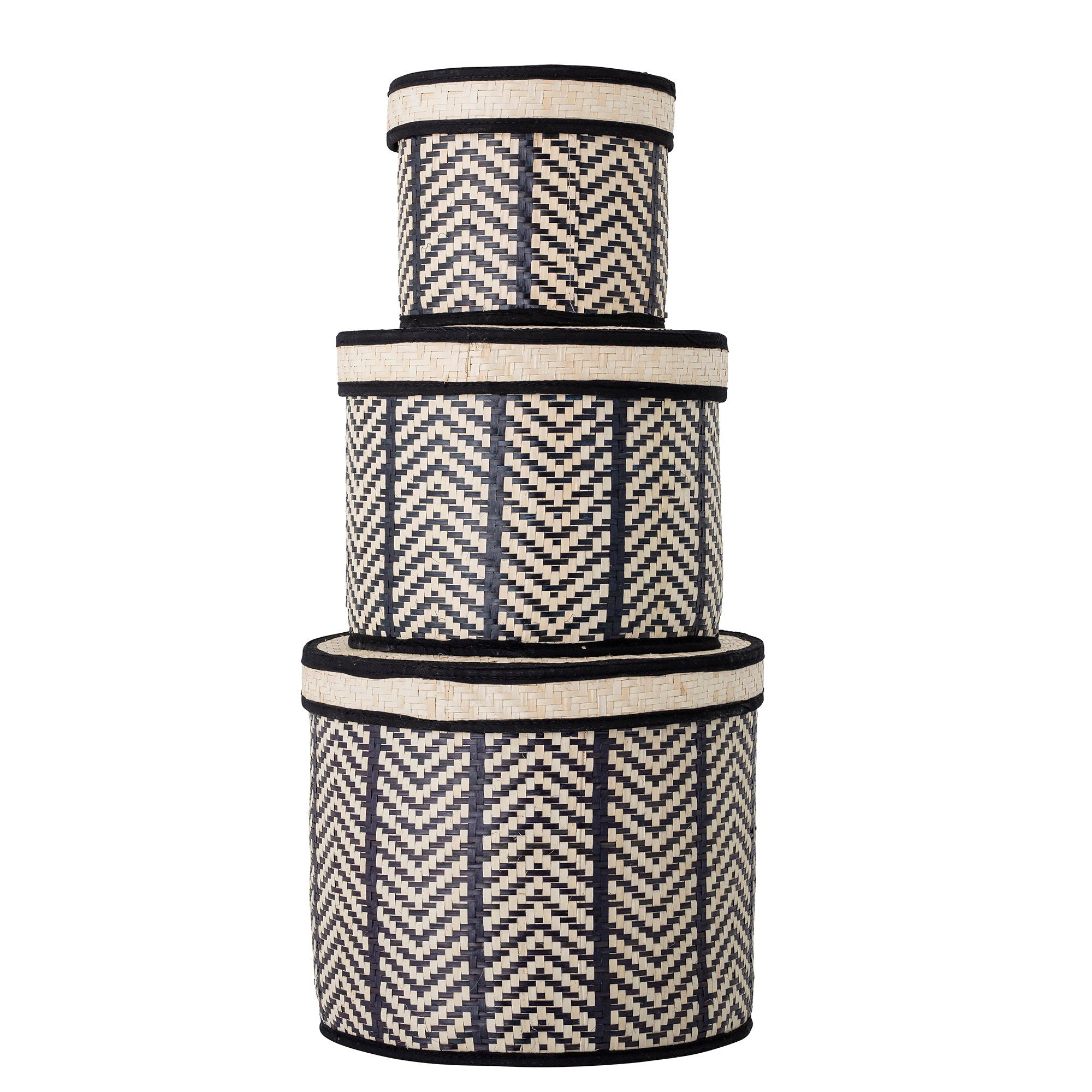 Bloomingville Islim Basket w/Lid, Black, Palm Leaf