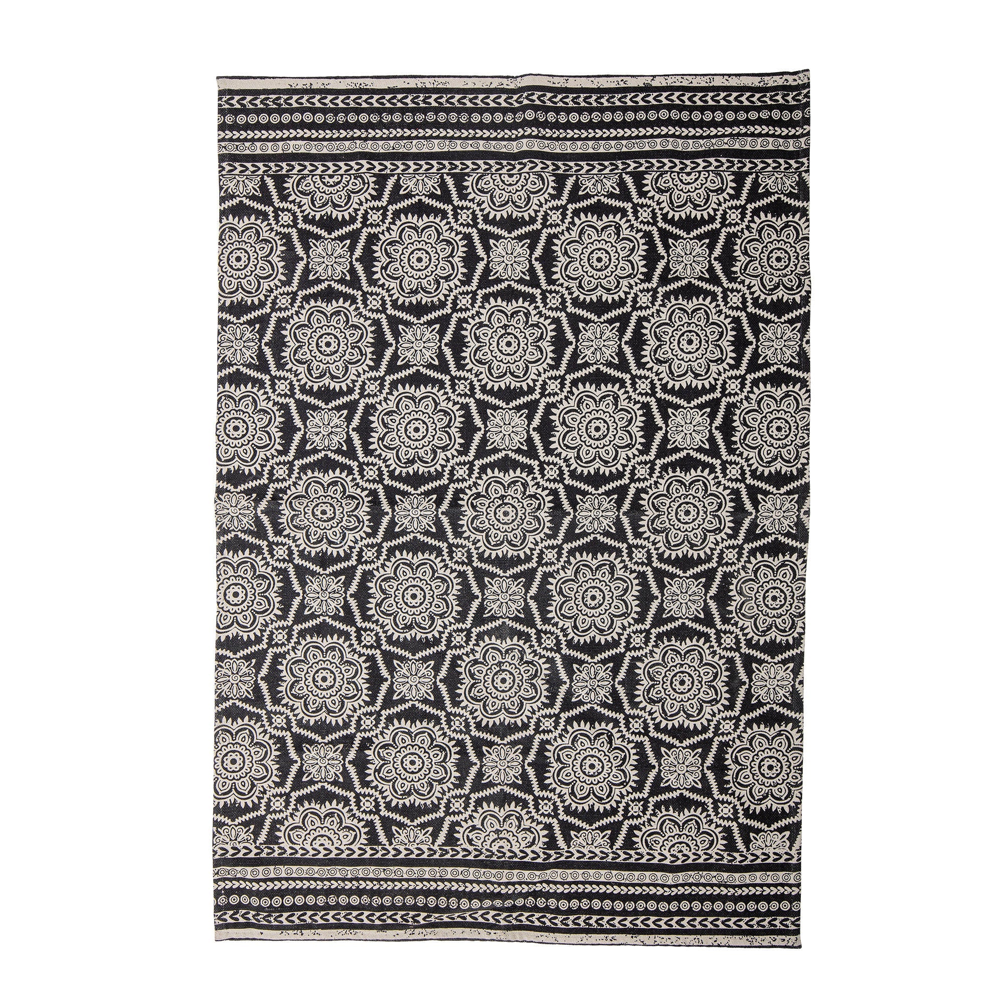 Bloomingville Aco Rug, Black, Cotton