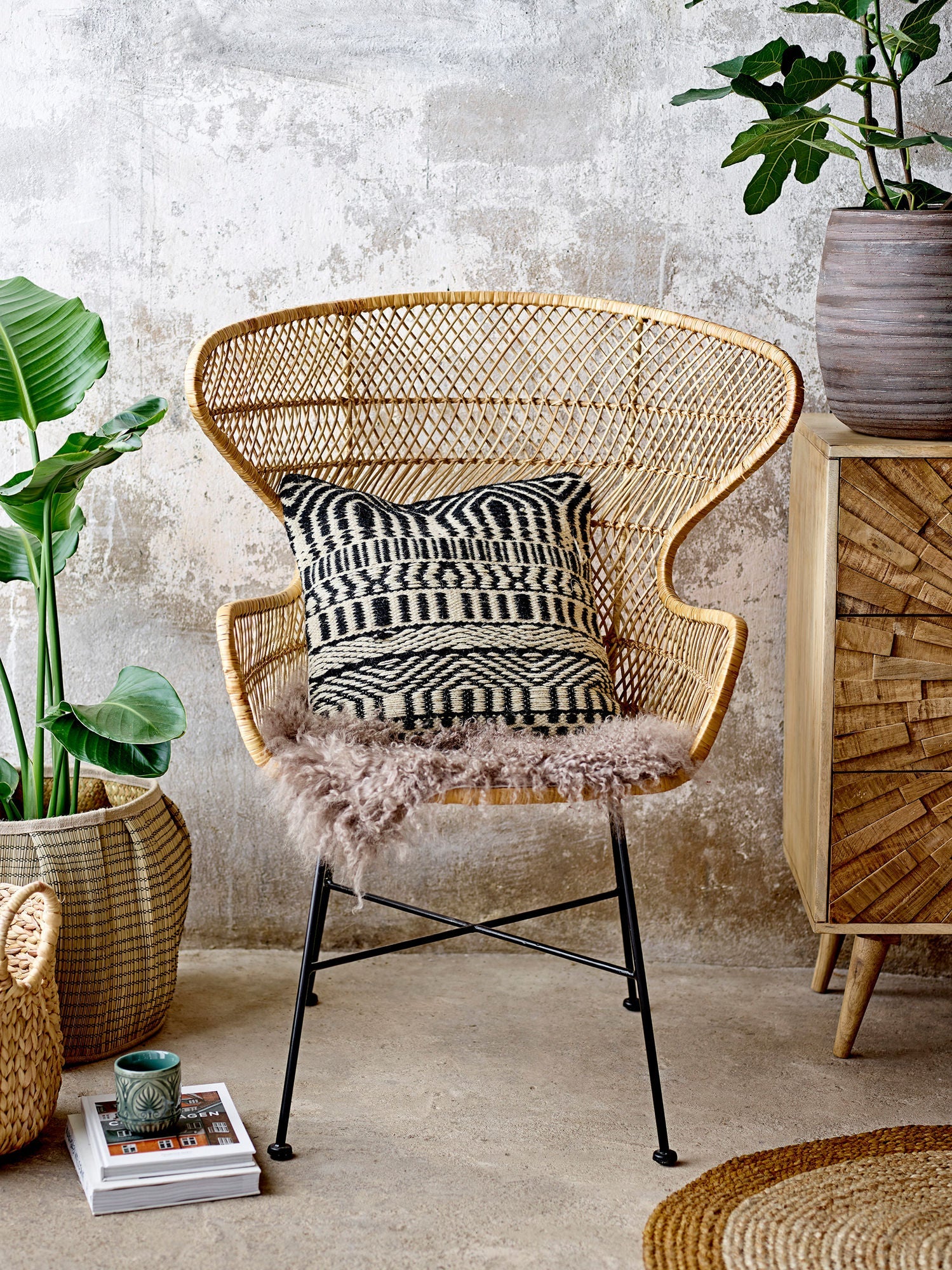 Bloomingville Oudon Lounge Chair, Nature, Rattan