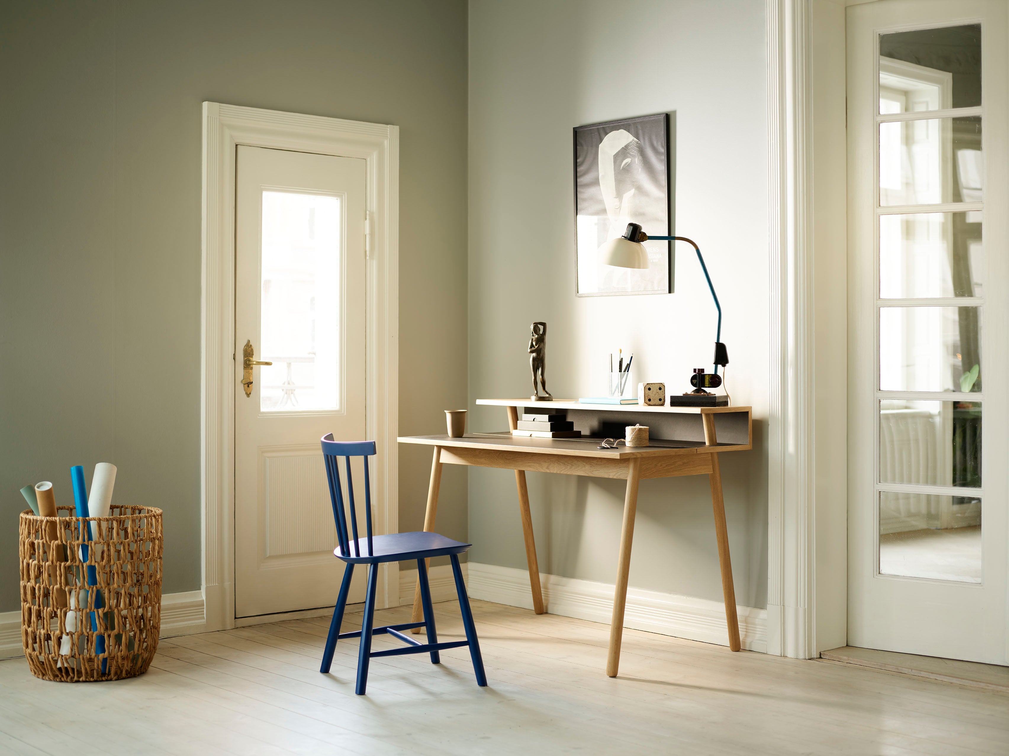 FDB Møbler Poul M. Volther J46 Chair Nordic Swan Ecolabel Beech, Dark Blue