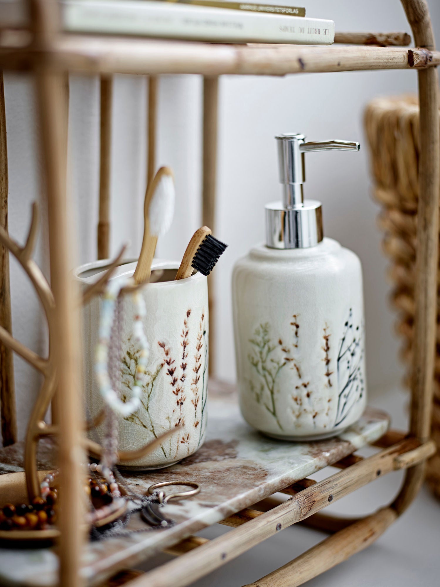 Bloomingville Bea Soap Dispenser Set, Nature, Stoneware