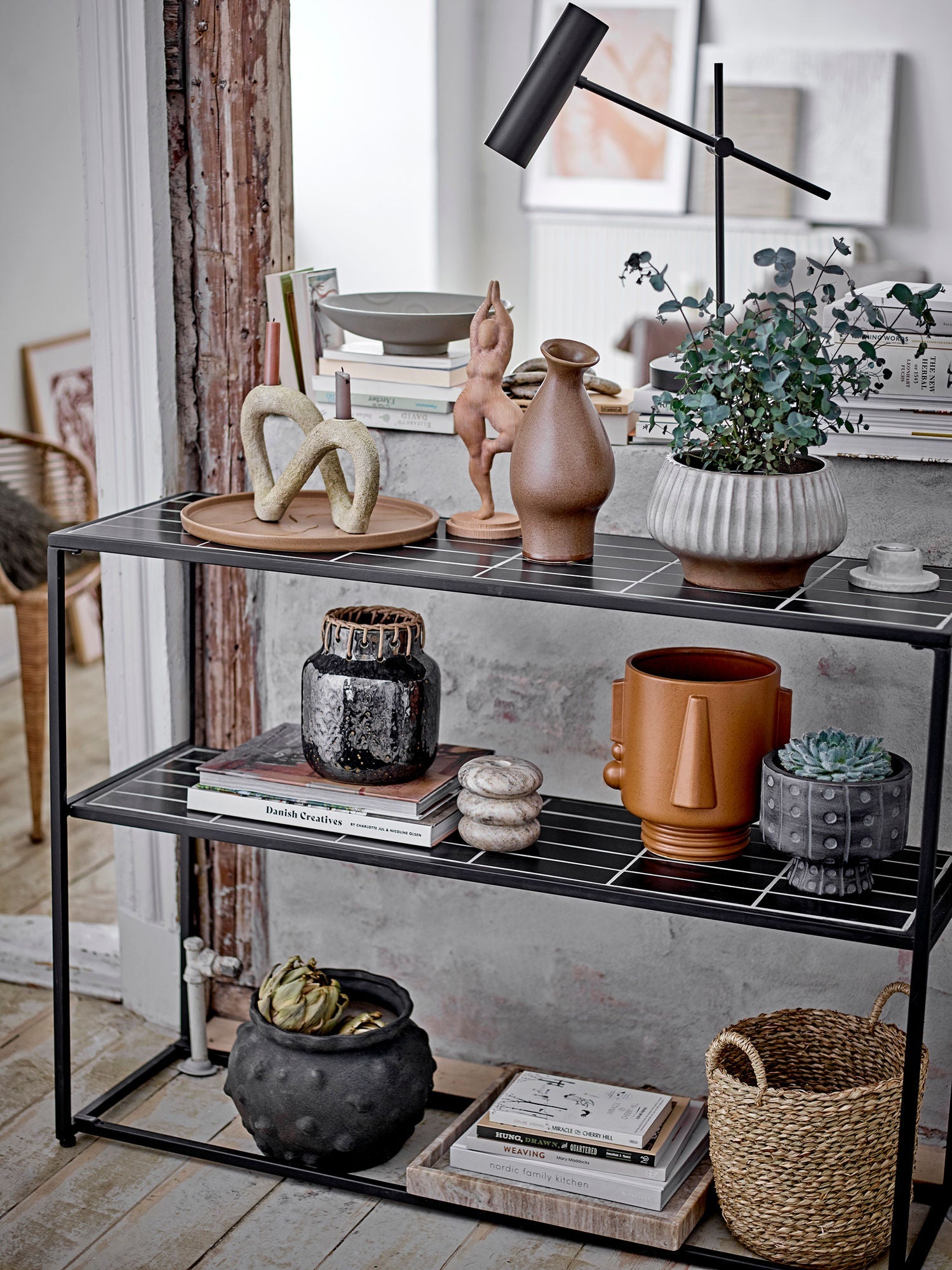 Bloomingville June Console Table, Black, Stone