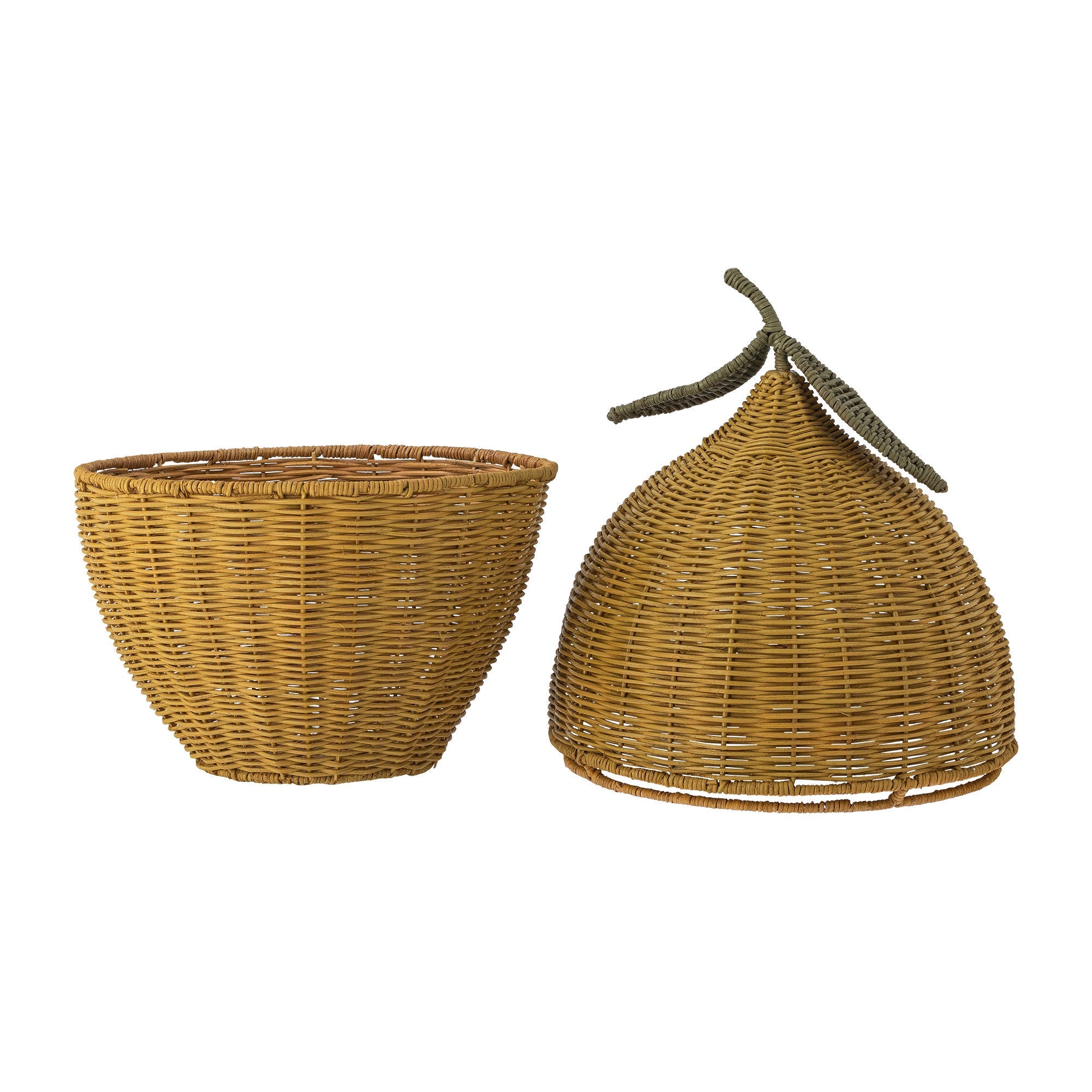 Bloomingville MINI Sage Basket w/Lid, Yellow, Rattan