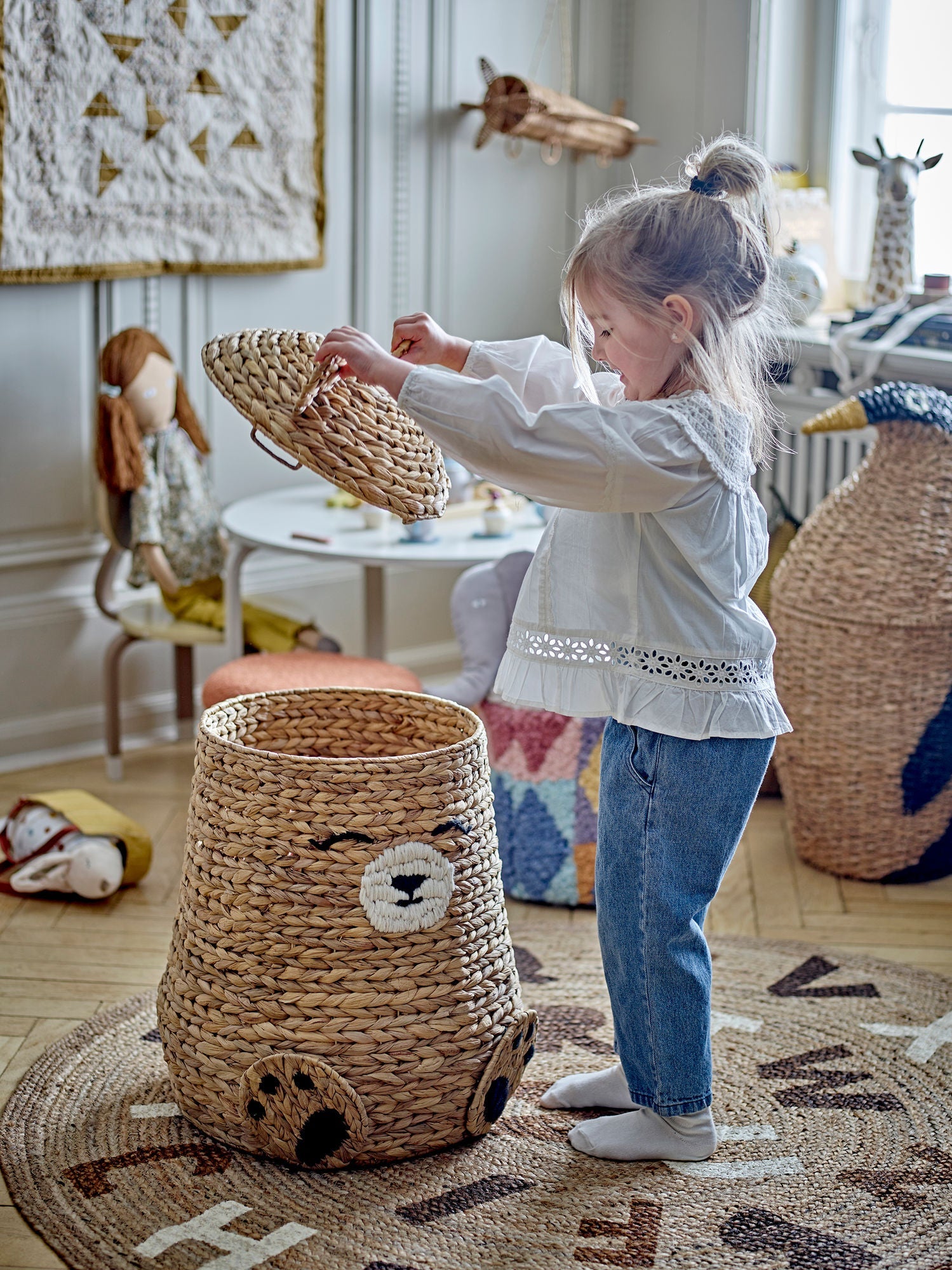 Bloomingville MINI Timone Basket w/Lid, Nature, Water Hyacinth