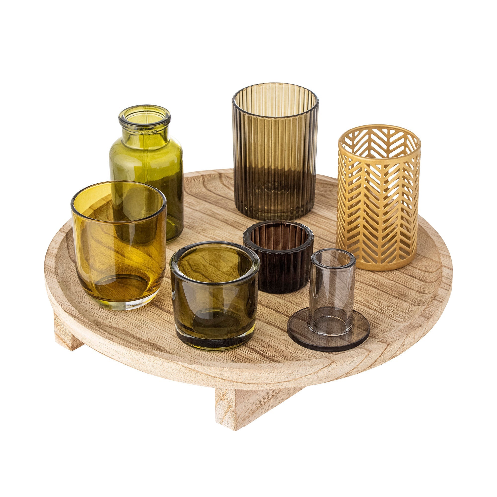 Bloomingville Sanga Tray w/Votive, Nature, Glass