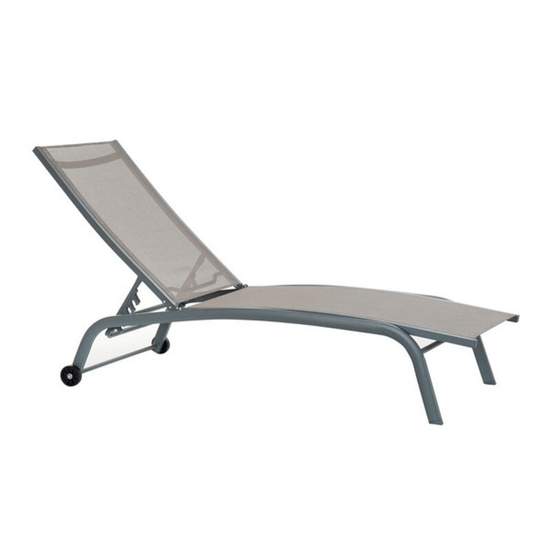 Sun-lounger DKD Home Decor With wheels Grey PVC Aluminium (187,5 x 64