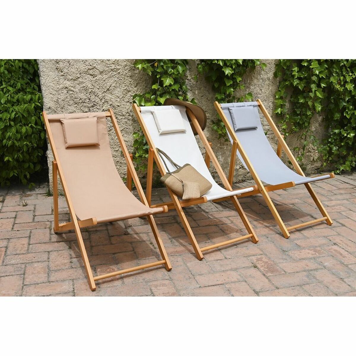 Sun-lounger DKD Home Decor Brown Natural Polyester MDF (57,5 x 113 x