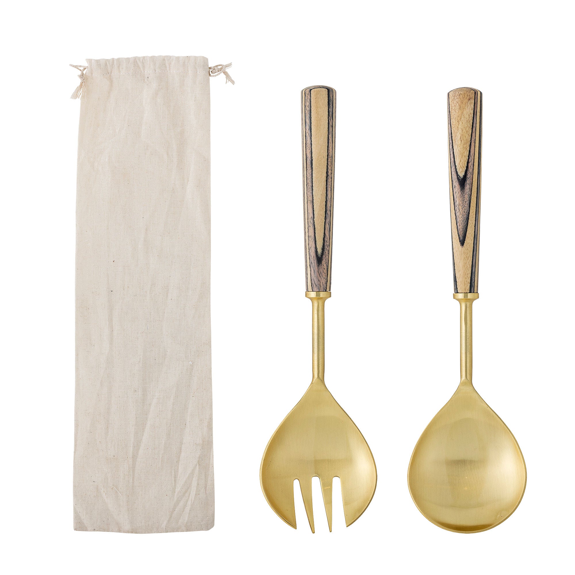 Bloomingville Fumio Salad Servers, Gold, Stainless Steel