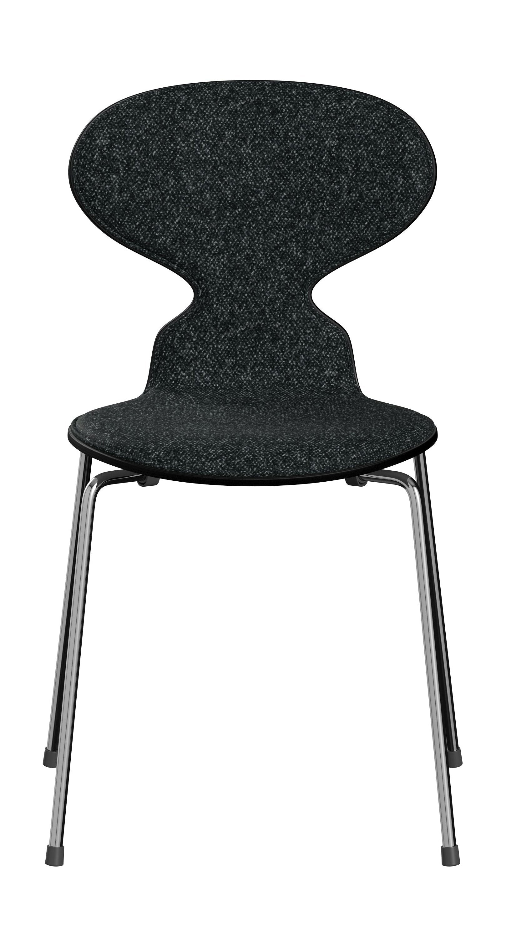Fritz Hansen 3101 Antstoel voorste bekleding, schaal: gekleurd fineer zwart, bekleding: vanir textiel zwart/grijs, basis: staal/chroom