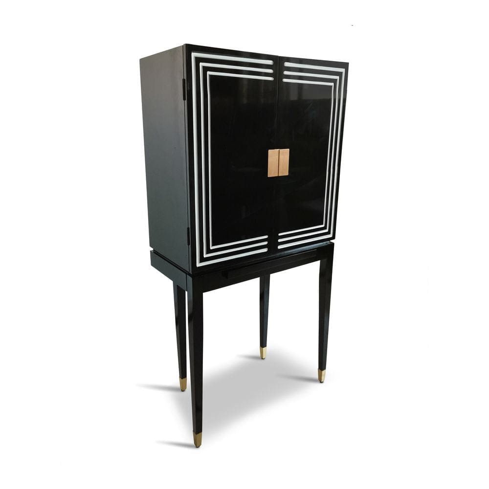 Authentic Models Art Deco Liquor Cabinet Zwart Wit