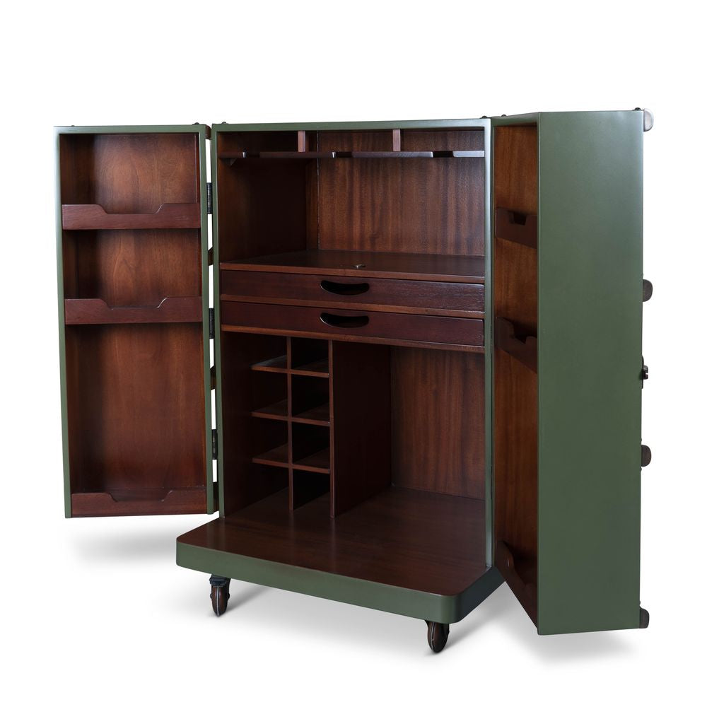 Authentic Models Polo Club Reisekoffer Cabinet Bar, Field Green