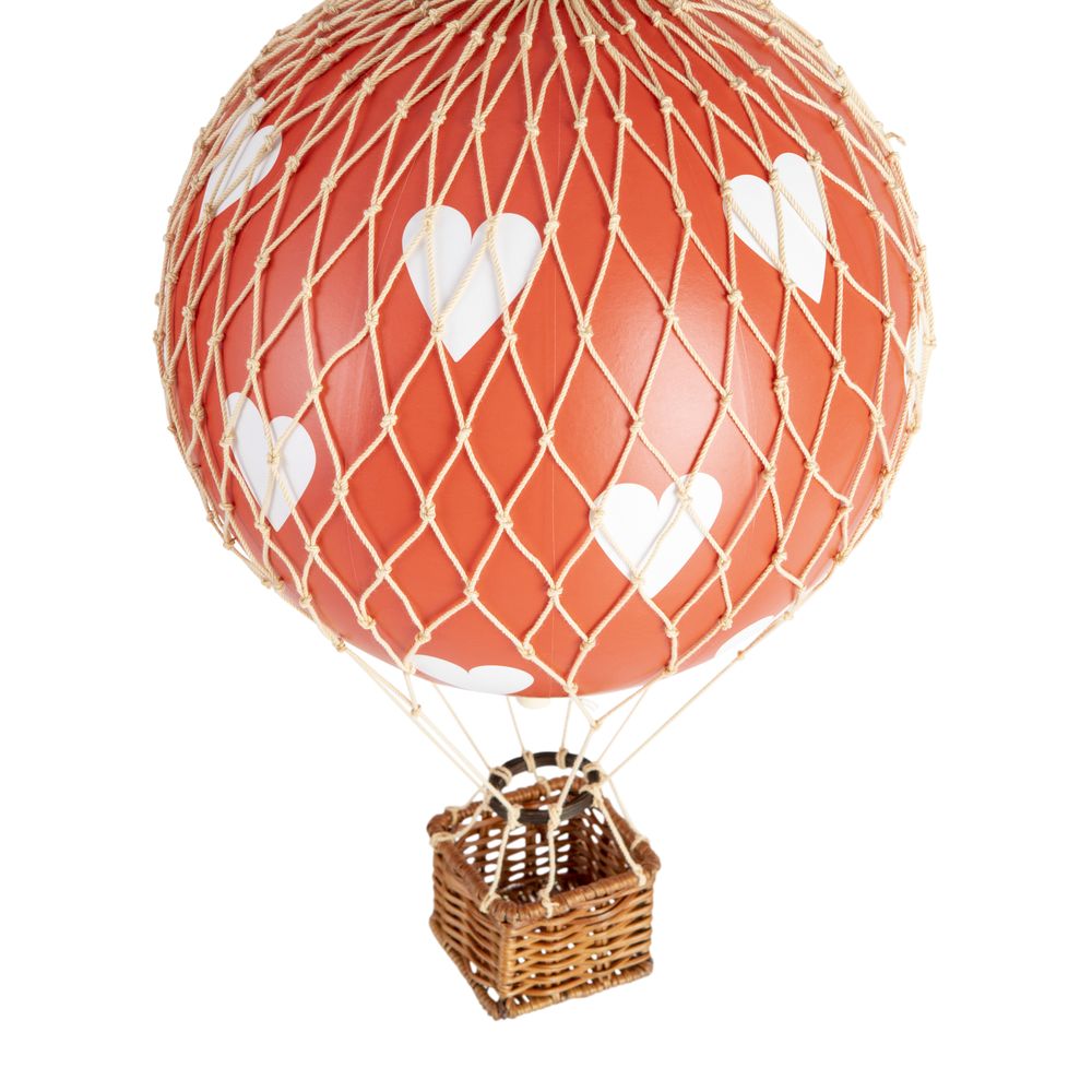 Authentic Models Reist een licht ballonmodel, rode harten, Ø 18 cm