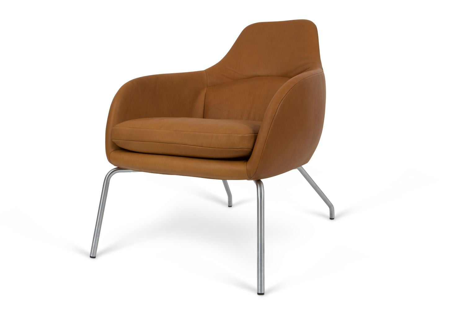 Bent Hansen Asento Lounge Chair, Gebürsteter Stahl/Cognac Adrian Leder