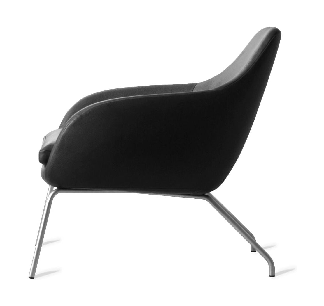 Bent Hansen Asento Lounge Chair, Gestell aus gebürstetem Stahl/schwarzem Adrian-Leder
