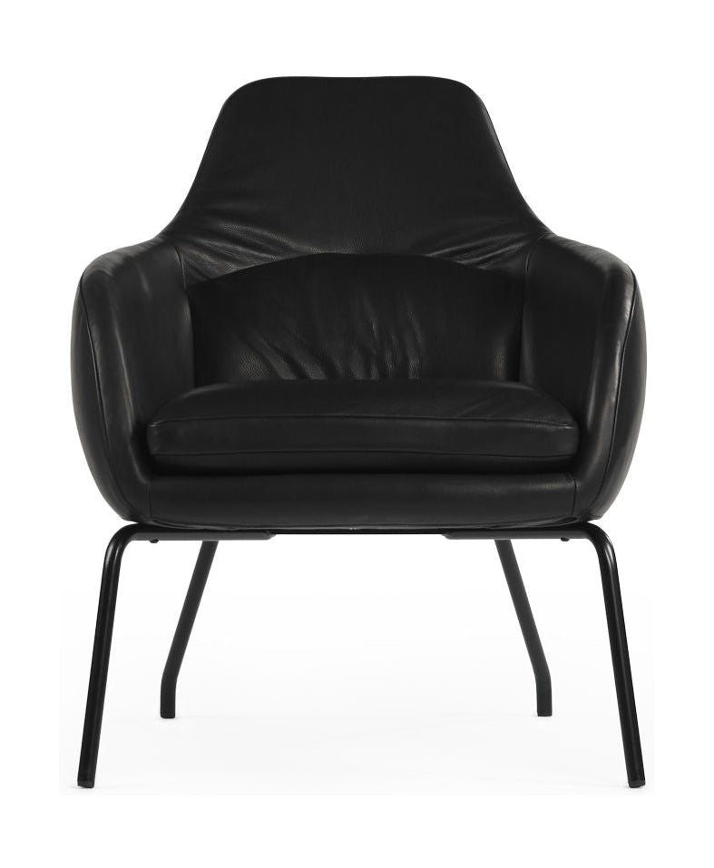 Bent Hansen Asento Lounge -stoel, zwart staal/zwart Adrian lederen frame