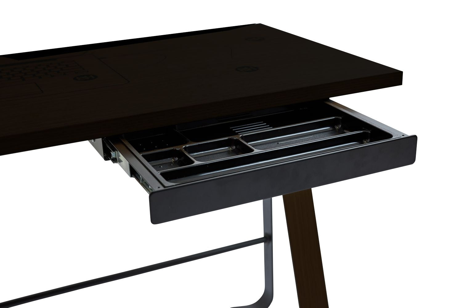 Bent Hansen Hemingway Schreibtisch mit Schublade L 120 Cm, Buche schwarz lackiert/Conifer Grün Linoleum