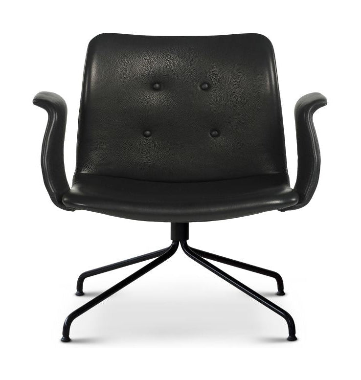 Bent Hansen Primum Lounge Chair mit Armlehnen, schwarzer Rahmen/schwarzes Zensoleder