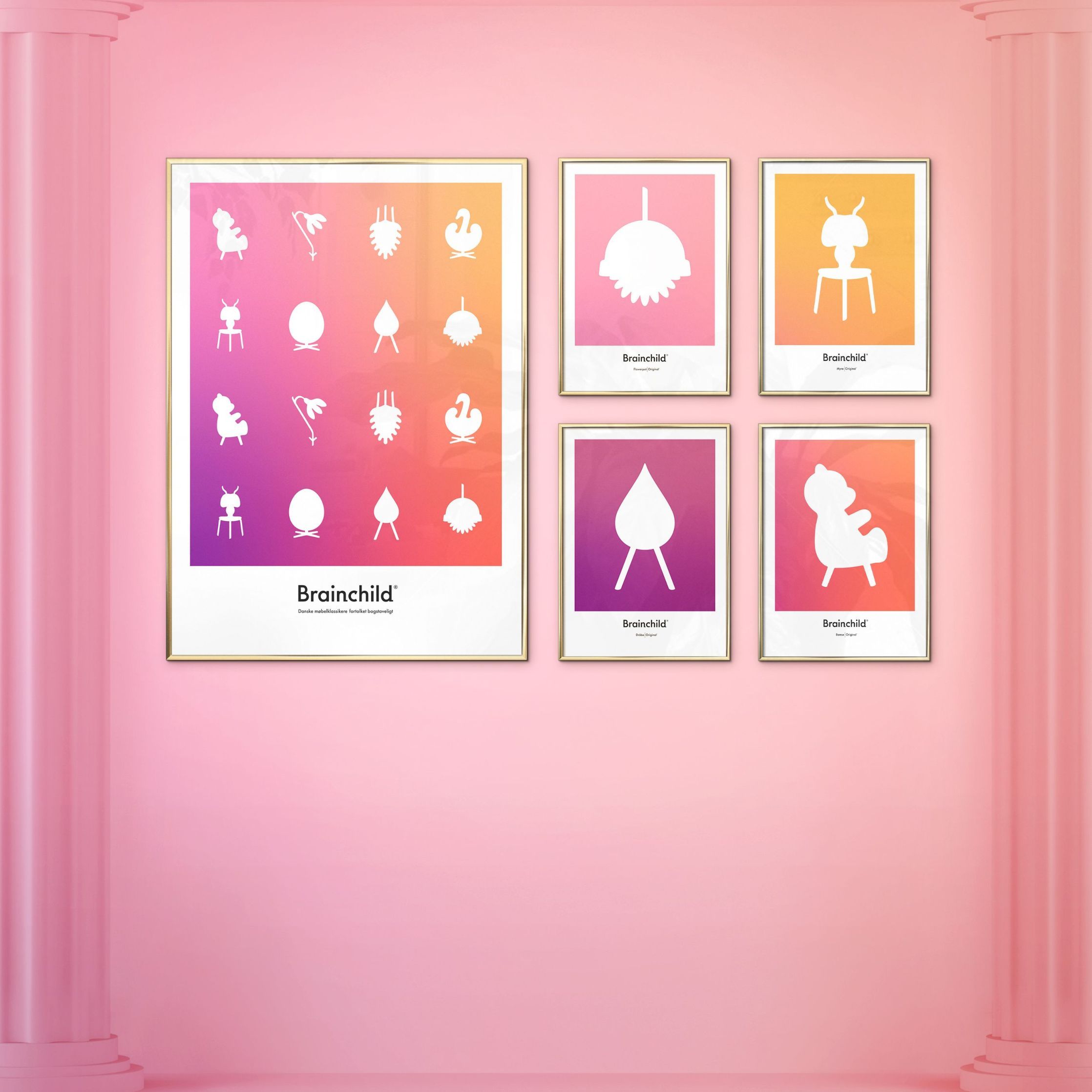 Brainchild Flowerpot Design Icon Poster Without Frame 30 X40 Cm, Pink