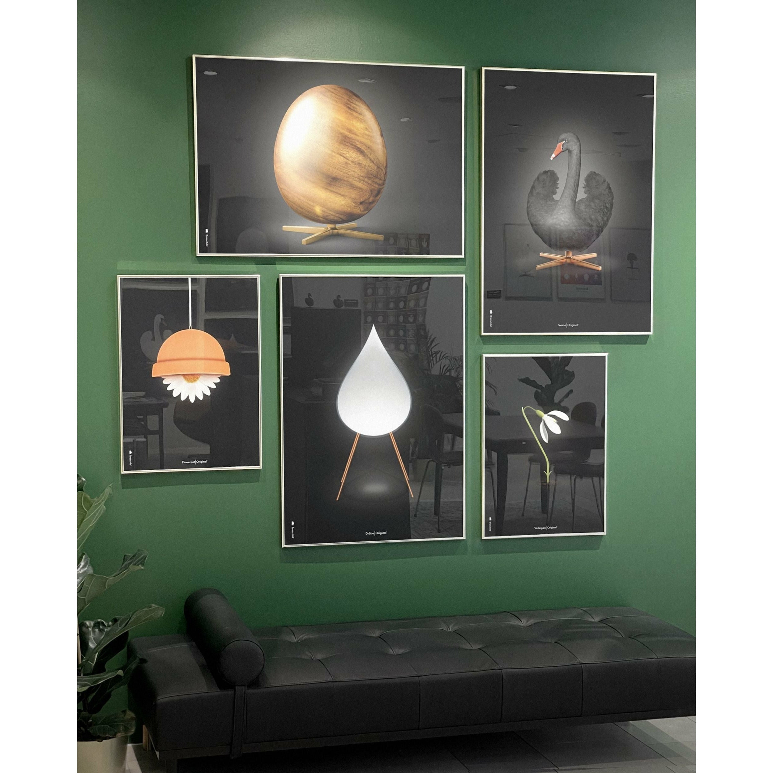Brainchild Egg Cross Format Poster, Frame In Black Lacquered Wood 50x70 Cm, Black