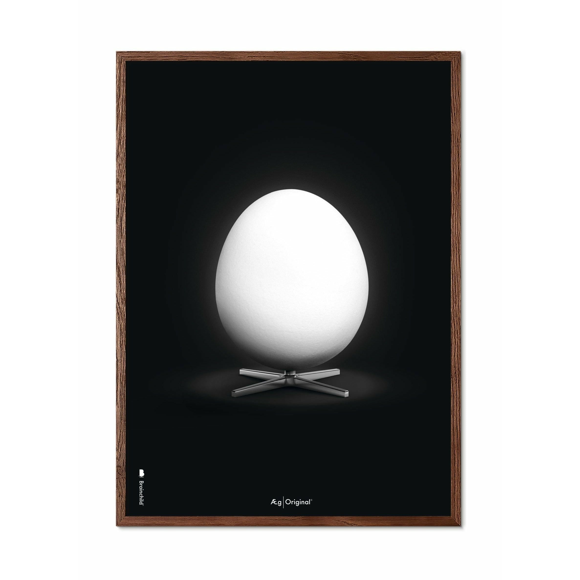 Brainchild Egg Classic Poster, dunkler Holzrahmen A5, schwarzer Hintergrund