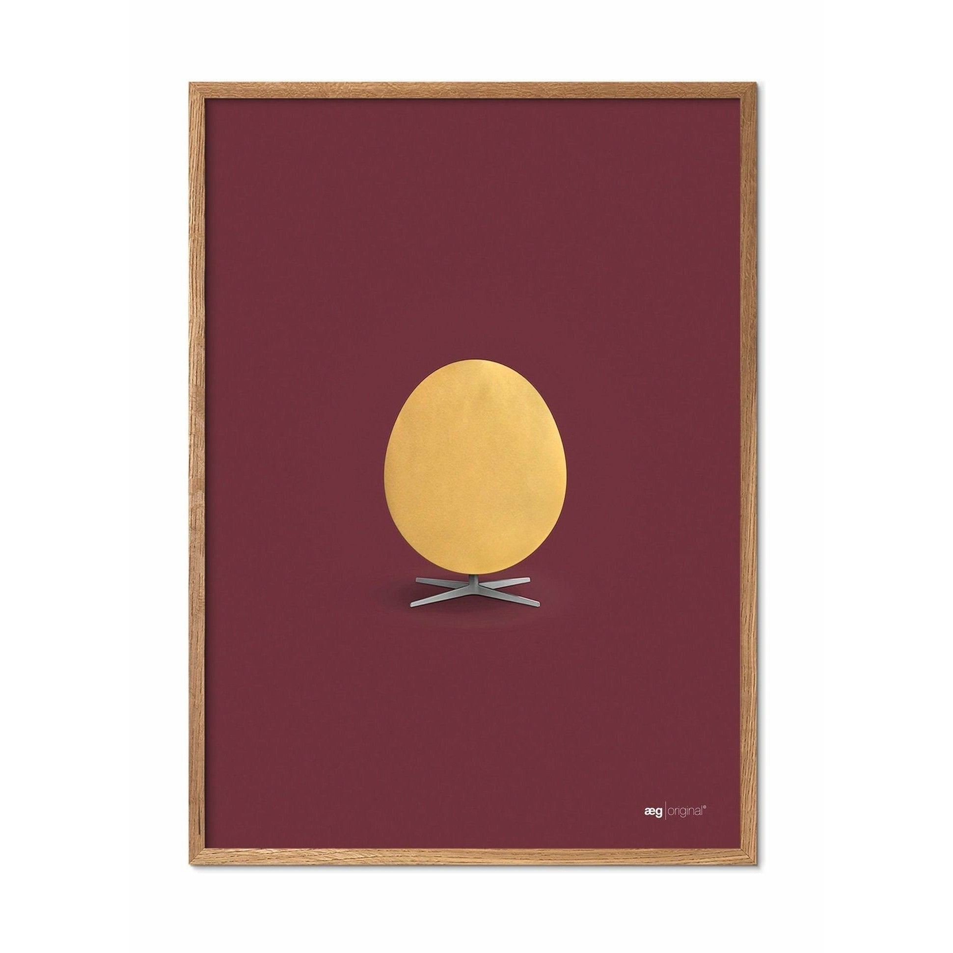 Brainchild Egg Poster, Light Wood Frame A5, Gold/Bordeaux Background