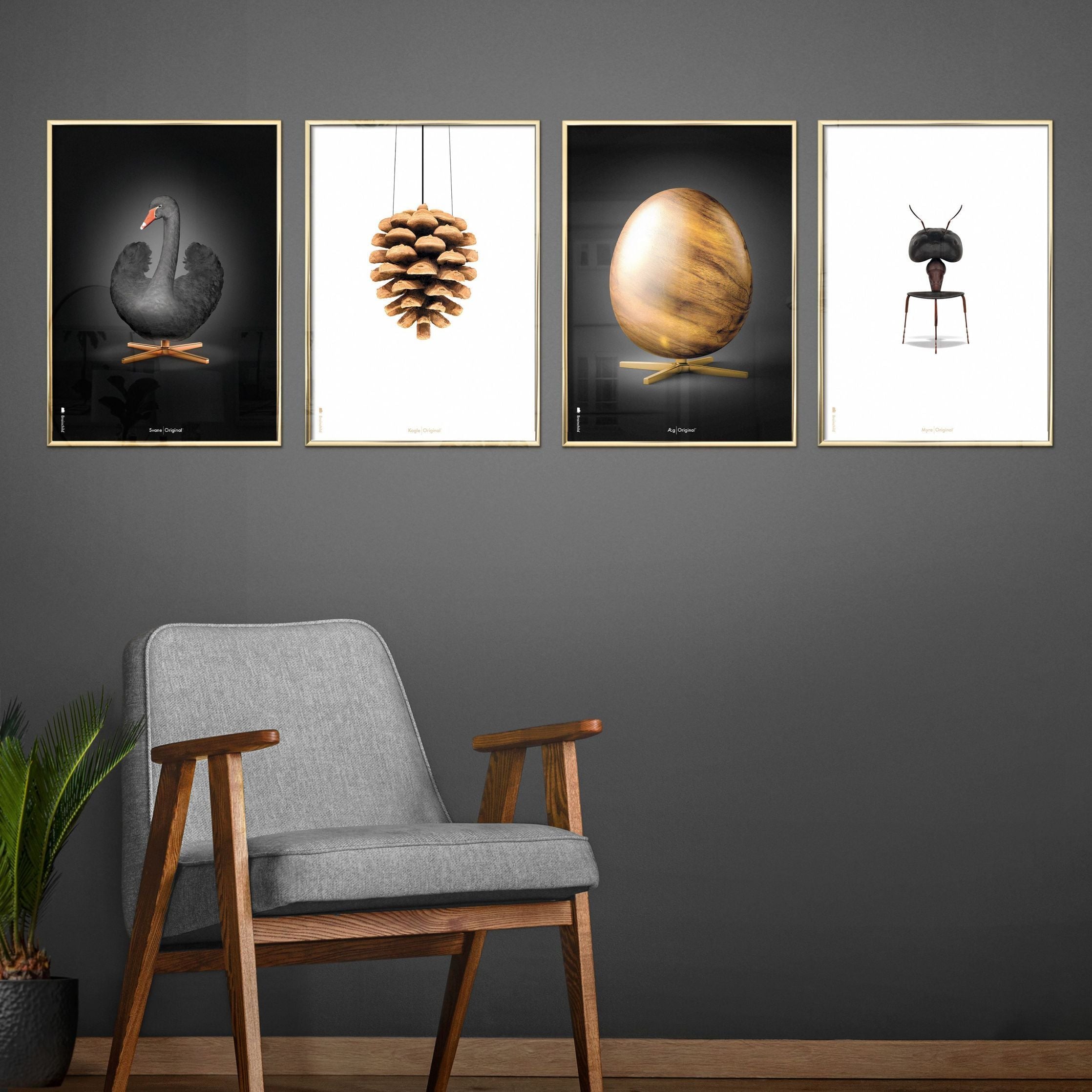 Brainchild Egg Figures Poster, Rahmen aus schwarz lackiertem Holz A5, schwarz
