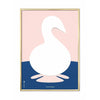 Brainchild Swan Paper Clip Poster, Brass Colored Frame A5, Pink Background
