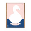 Brainchild Swan Paper Clip Poster, Frame Made Of Light Wood 50x70 Cm, Pink Background