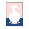 Brainchild Swan Paper Clip Poster, Frame In Black Lacquered Wood A5, Pink Background