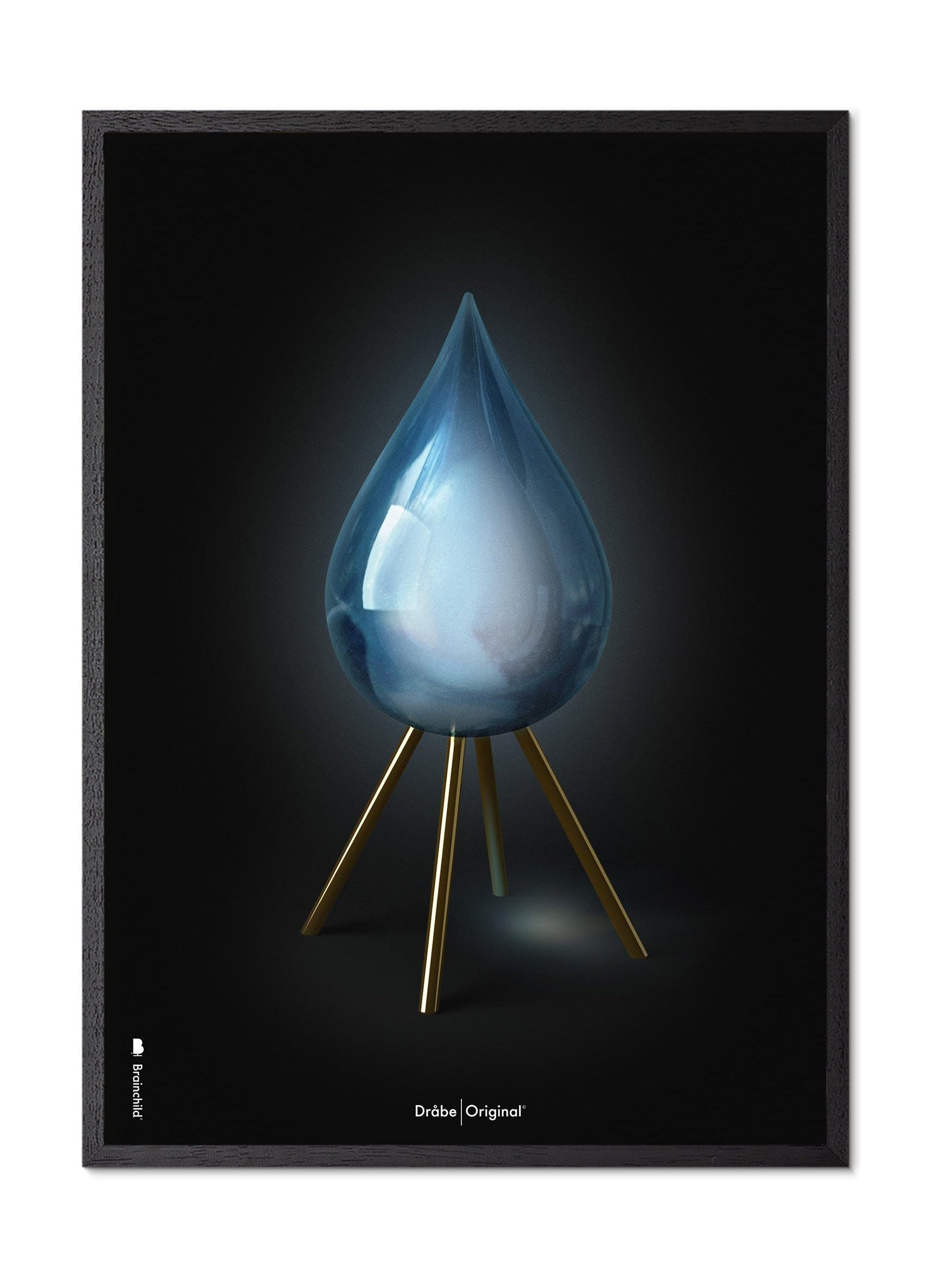 Brainchild Drop Classic Poster, Frame In Black Lacquered Wood 70x100 Cm, Black Background