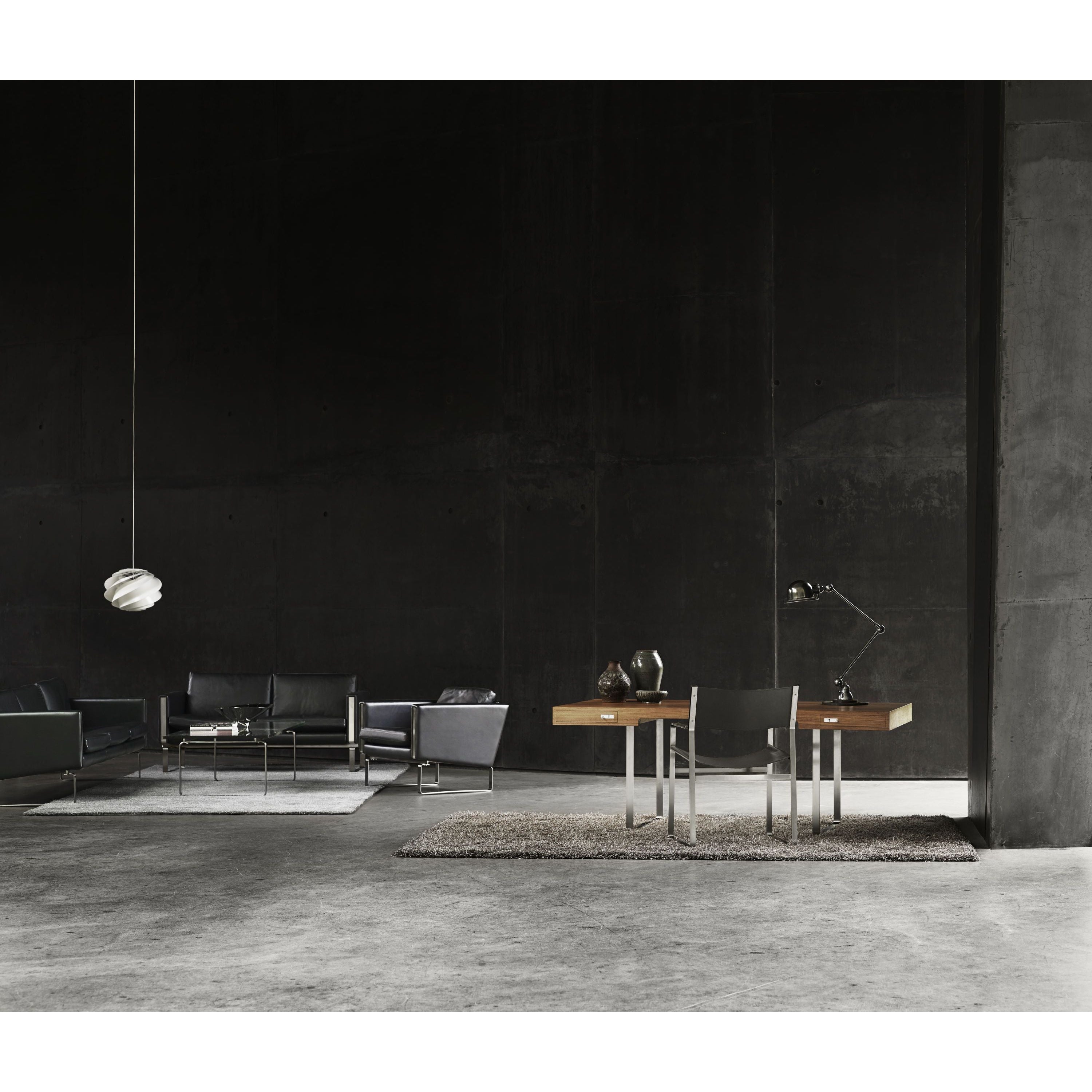 Carl Hansen Ch103 Sofa, Steel/Dark Brown Leather