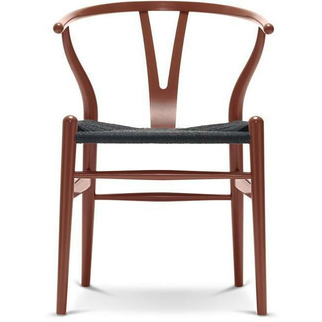 Carl Hansen Ch24 Y Chair Chair Black Paper Cord, Beech/Red Brown