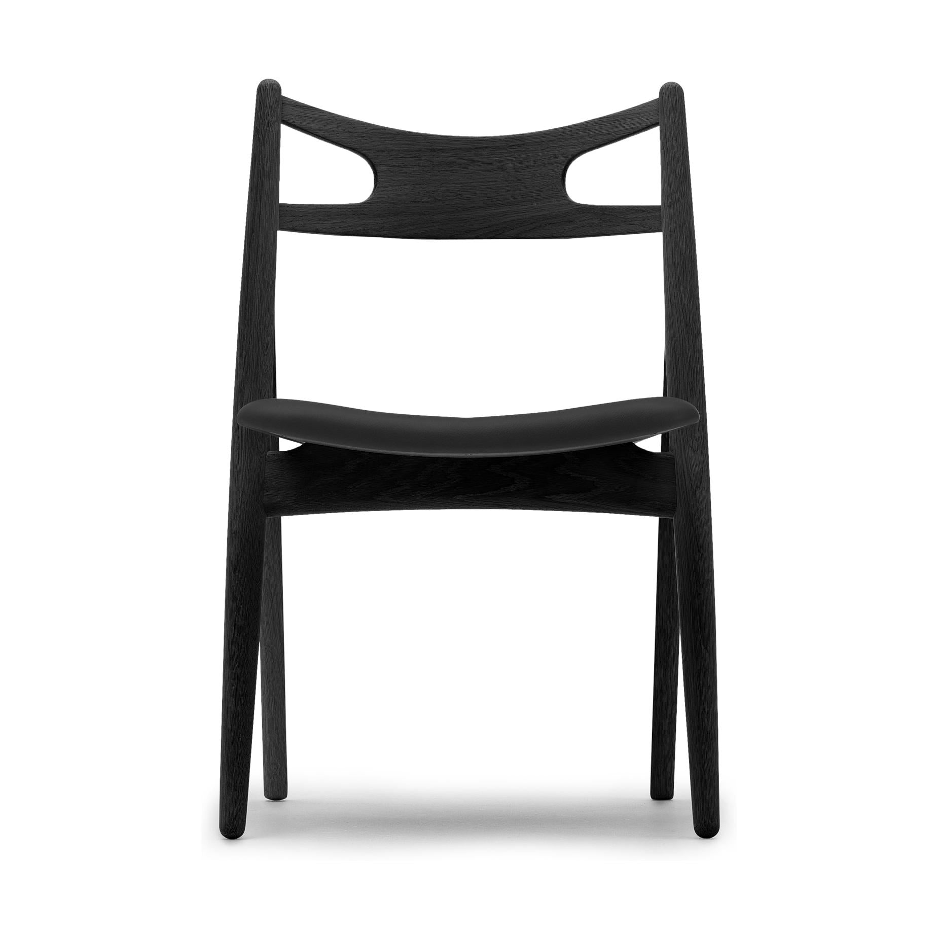 Carl Hansen Ch29 P Sawbuck Chair, Black Oak/Black Leather