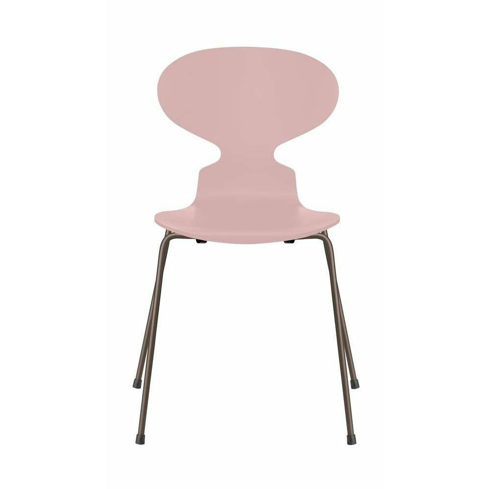 Fritz Hansen Ant Chair Lacquered Pale Rose Bowl, Brown Bronze Base
