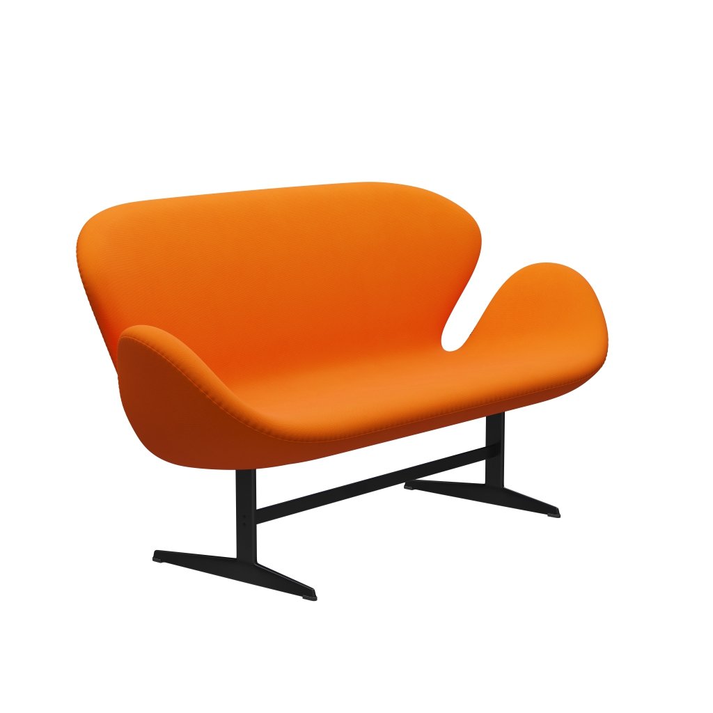 Fritz Hansen Swan Sofa 2 Seater, Black Lacquered/Fame Orange (63077)
