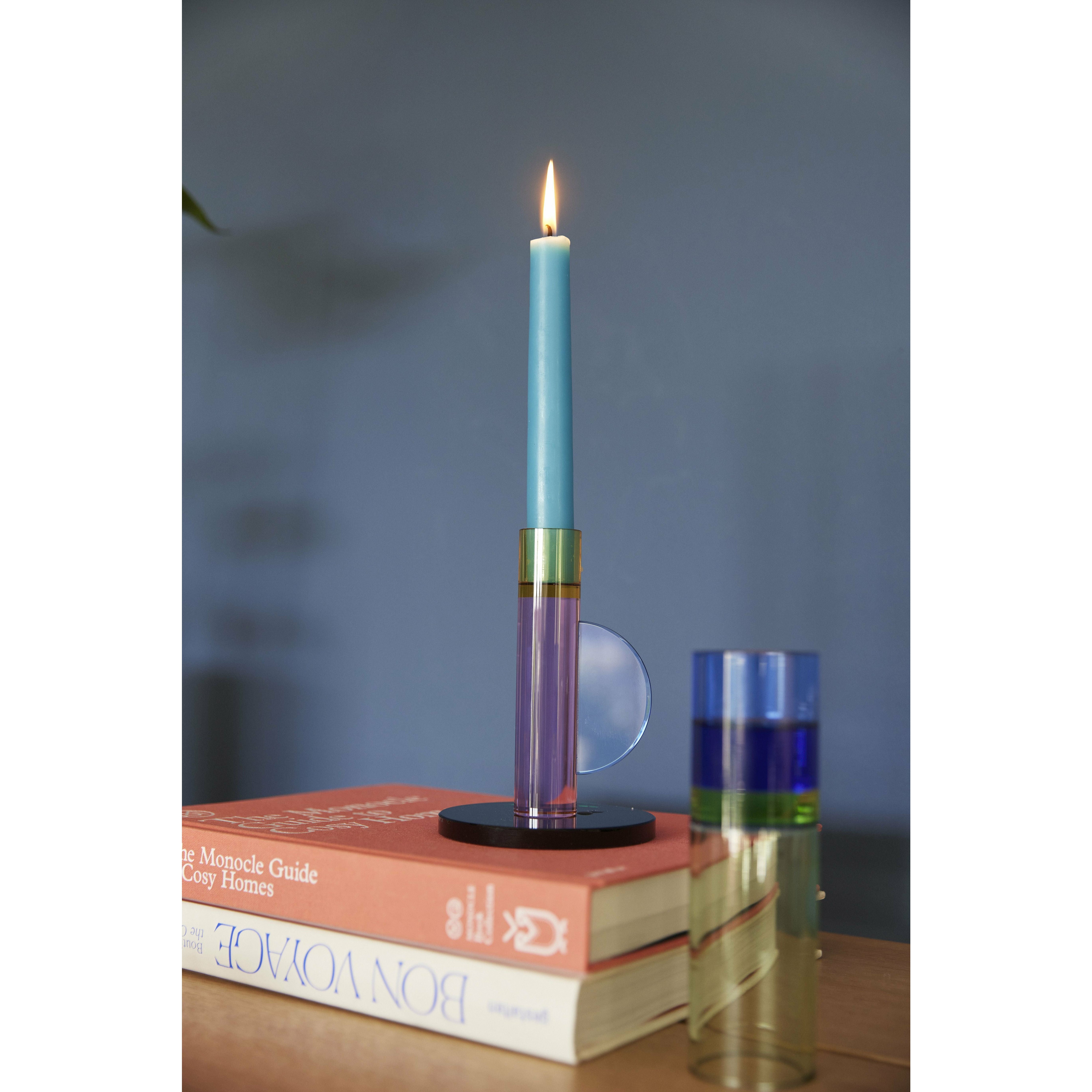 Hübsch Astro Candlestick, Pink/Gelb/Grün/Blau