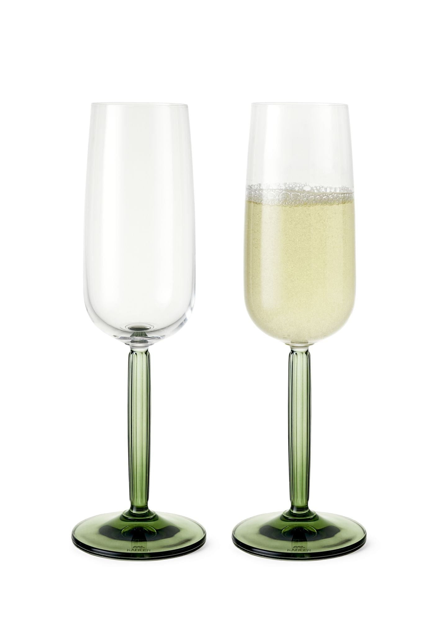 Kähler Hammershøi Champagnerglas Set von 240 ml, grün