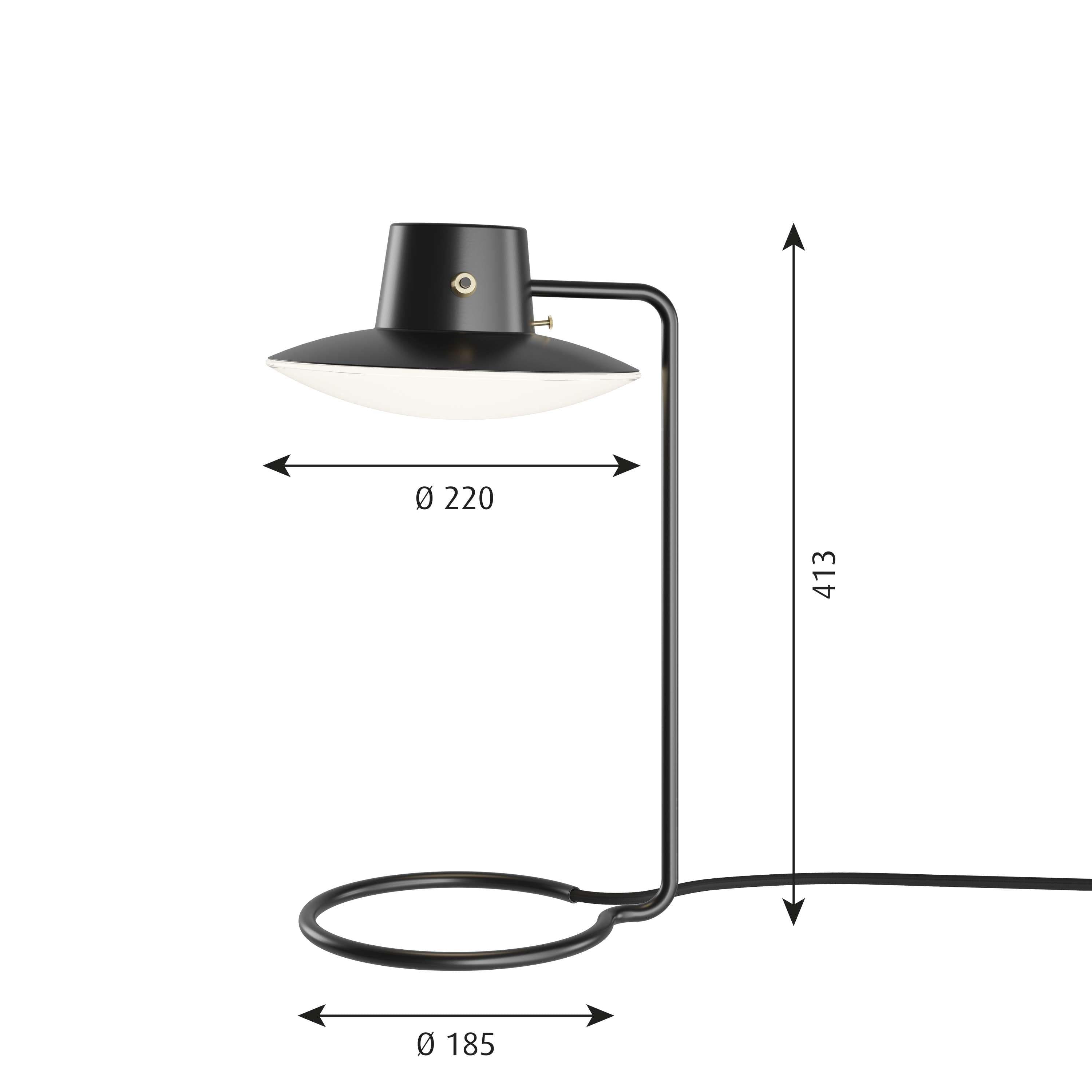 Louis Poulsen AJ Oxford tafellamp metaal zwart/opaalglas Ø 41 cm