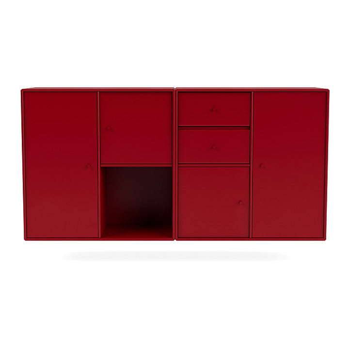 Montana -paar dressoir met ophangrail, rode biet rood