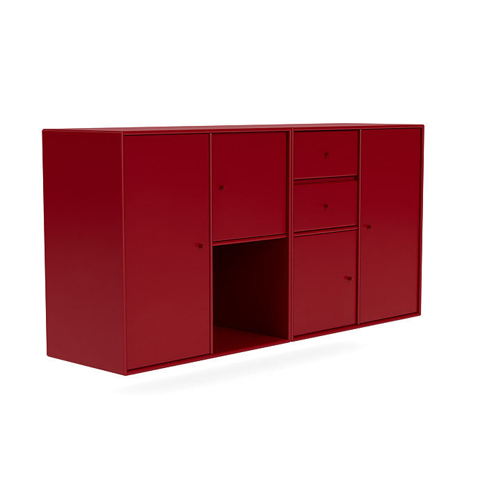 Montana -paar dressoir met ophangrail, rode biet rood