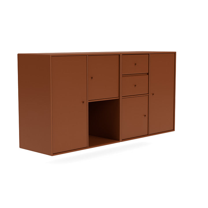 Montana paar dressoir met ophangrail, hazelnootbruin