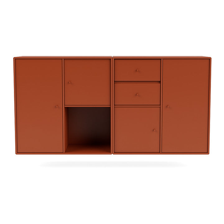 Montana paar dressoir met ophangrail, Hokkaido Brown