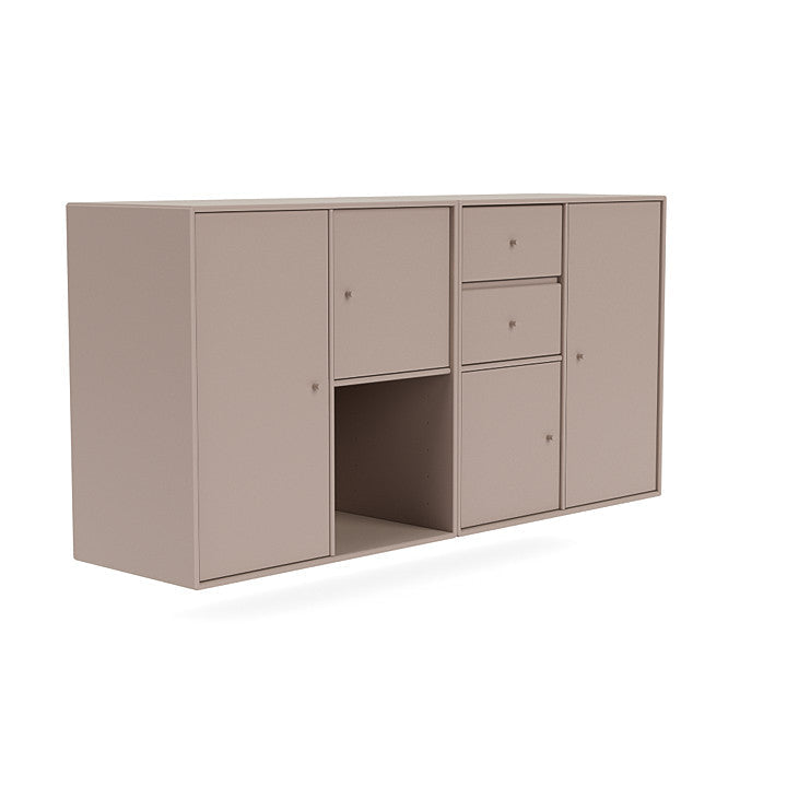 Montana paar dressoir met ophangrail, paddenstoelbruin