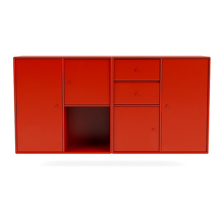 Montana paar dressoir met ophangrail, Rosehip Red