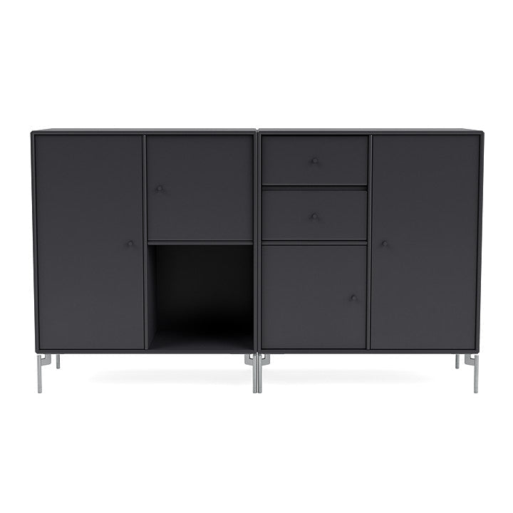 Montana -Paar -Sideboard mit Beinen, Anthrazit/Matt Chrom