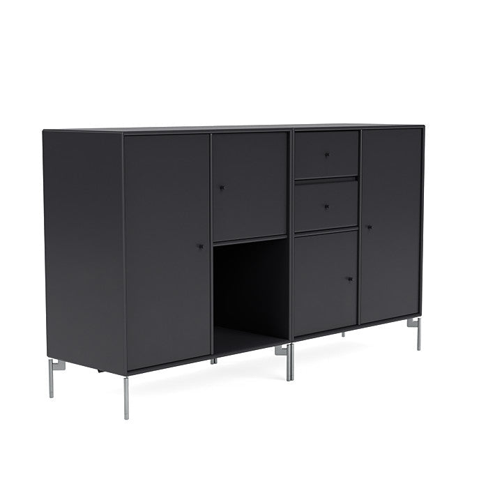 Montana -Paar -Sideboard mit Beinen, Anthrazit/Matt Chrom