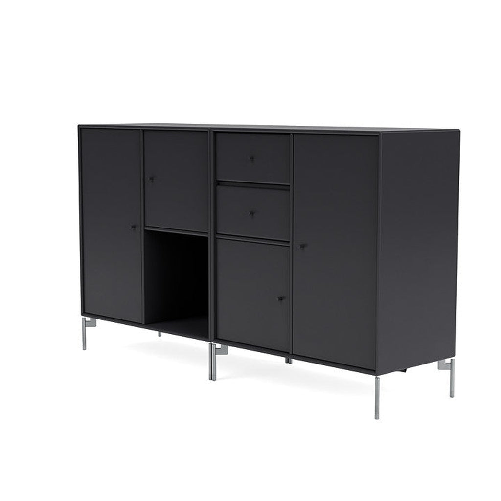 Montana -Paar -Sideboard mit Beinen, Anthrazit/Matt Chrom