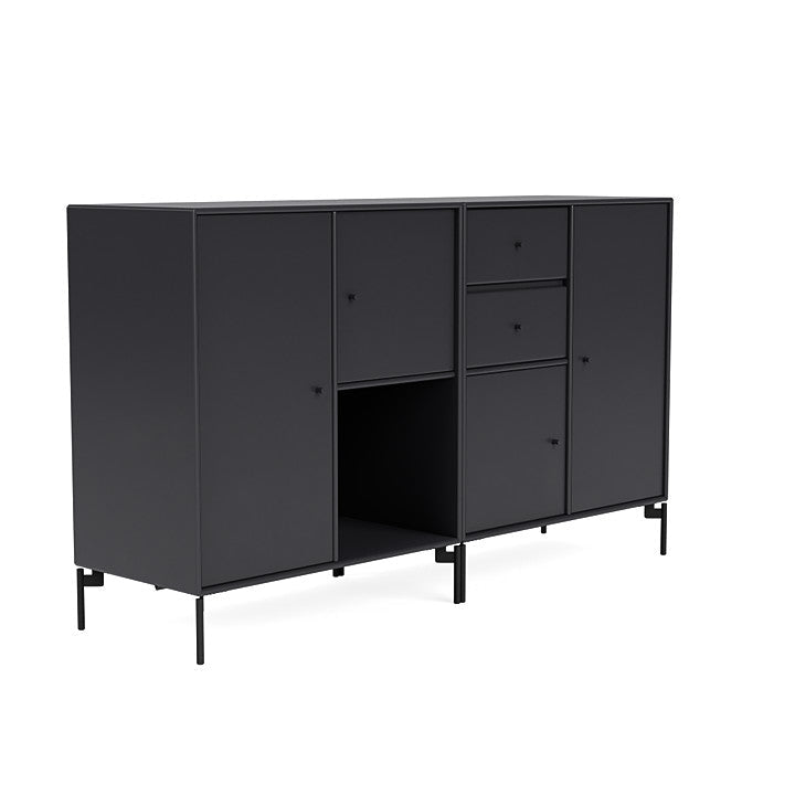 Montana paar dressoir met benen, antraciet/zwart